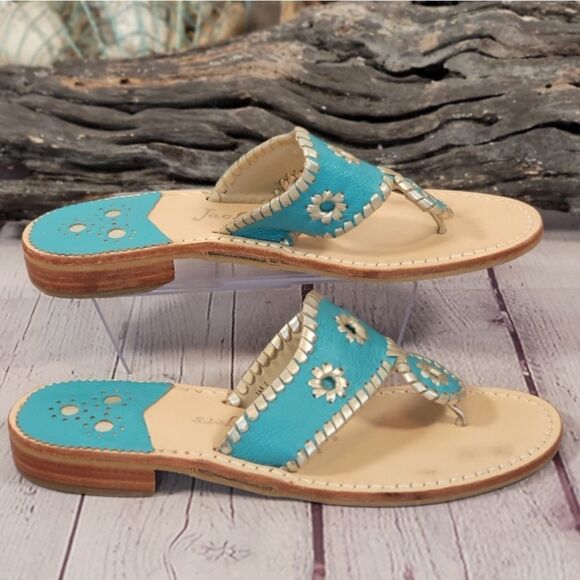 Jack Rogers Jacks Flat Turquoise Sandals - Picture 3 of 8